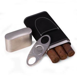 Harrison Black Leather Cigar Case