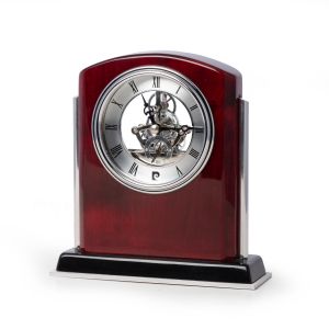 Chelsea  Lacquered Mahogany Wood Skeleton Movement Clock 