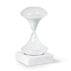 Luna 45 minute Art Deco Hourglass on White Marble Base
