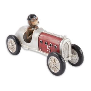 Collectable Resin Dog Driving Race Car