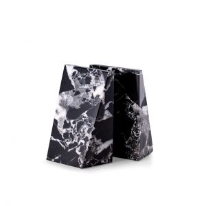 Whitney Marble Bookends, Zebra Black