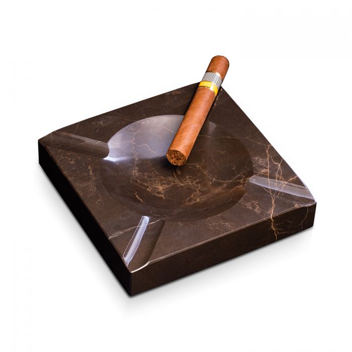 Bey-Berk Marble Four Cigar Ashtray, Brown