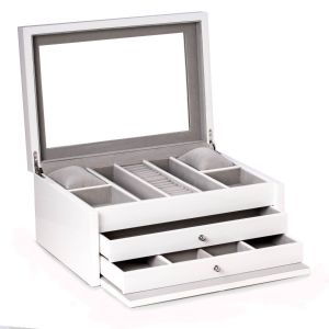 Leighton White Lacquer Jewelry Chest