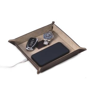Desi Leather Valet with Wireless Charger