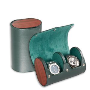Radford Two Watch Case in Hunter Green Leather
