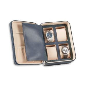 Drake Leather Four Watch and Accessory Travel Watch Case in Blue Leather