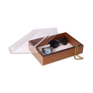 Arno Valet Box with Acrylic Lid, Brown