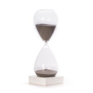 90 Minute Hourglass Sand Timer on Marble Base, Grey Sand