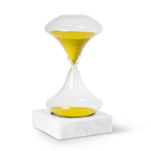Luna 45 minute Art Deco Hourglass on White Marble Base