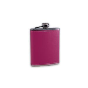 Victoria 6oz Leather Flask in Pink