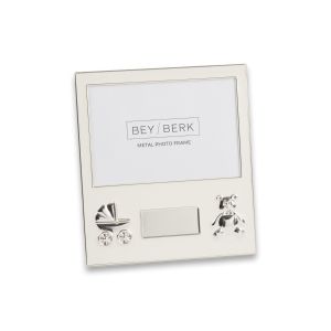 Silver Plated Picture Frame Newborn Baby Theme with Engraving Plate Holds 4" x 6" Photo